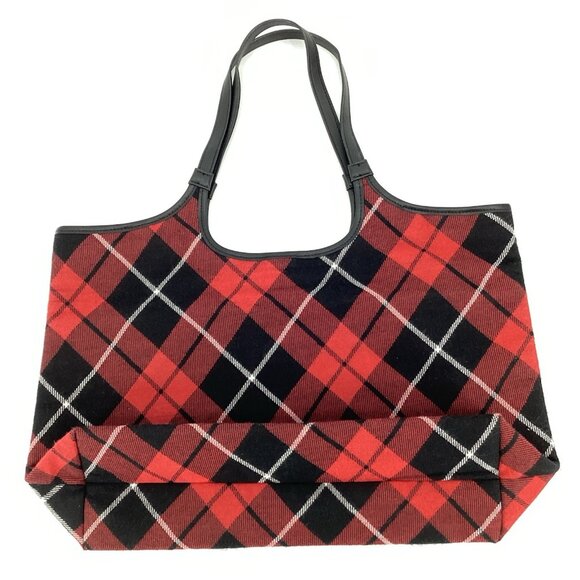 Victoria's Secret Plaid Monogram Tote Red, Black, White Overnight Weekender '23 - Picture 2 of 9